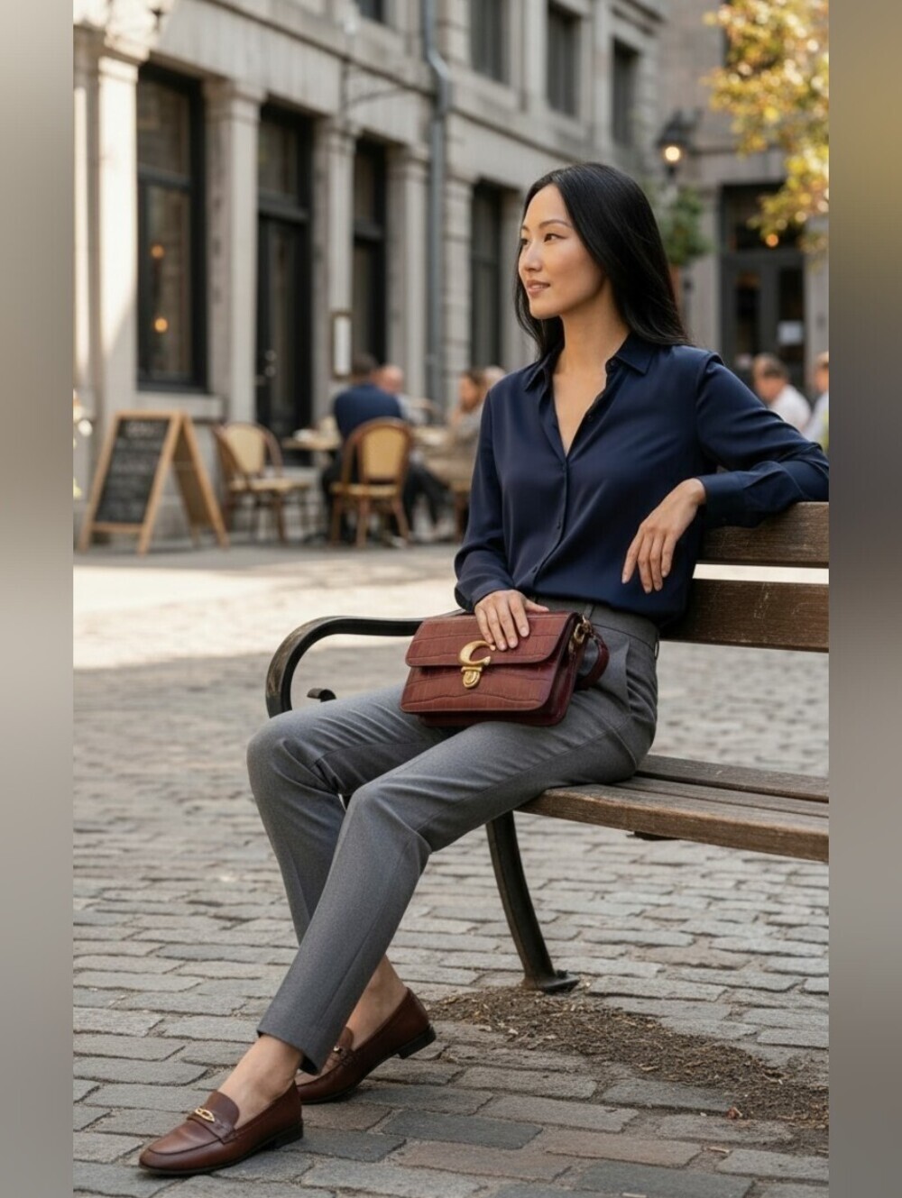 Coach Burgundy Croc-Embossed Leather Bag